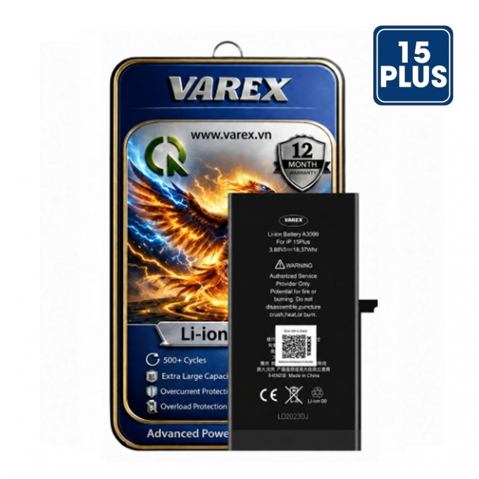 Cell VAREX Dung Lượng Cao IP 15 Plus