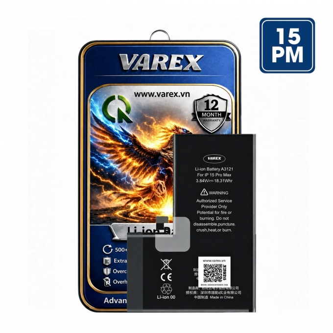 Cell VAREX Dung Lượng Cao IP 15 Pro Max