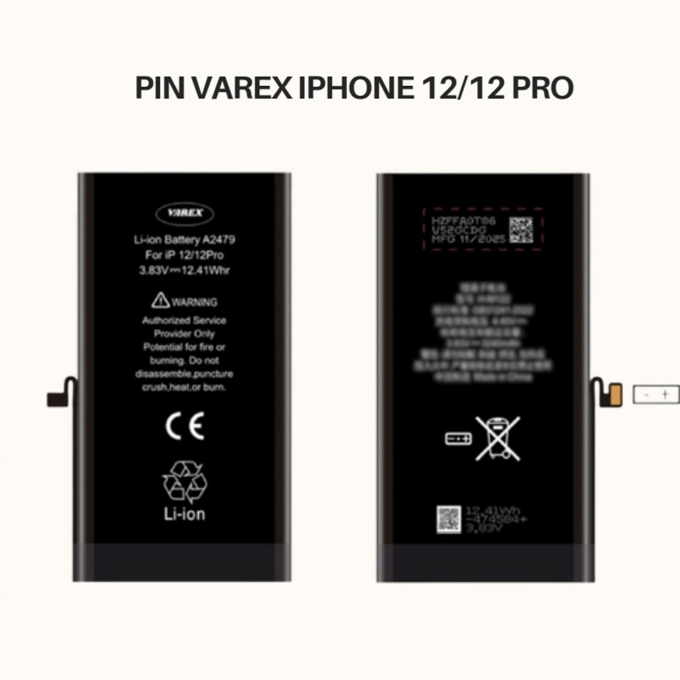 PIN VAREX Dung Lượng Cao IP 12/12 Pro