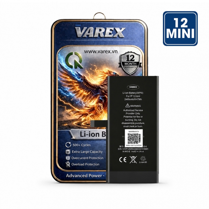PIN VAREX Dung Lượng Cao IP 12 Mini