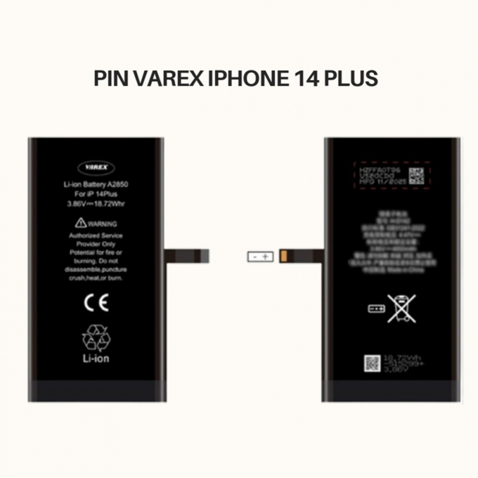 PIN VAREX Dung Lượng Cao IP 14 Plus