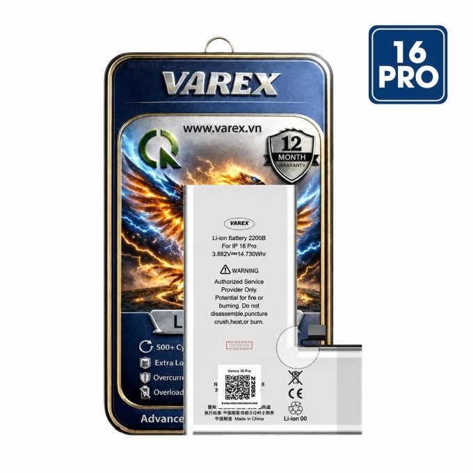 PIN VAREX Dung Lượng Cao IP 16 Pro